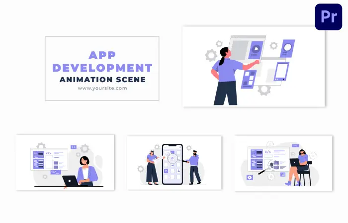 Mobile App Developer Cartoon Character Animation Scene
